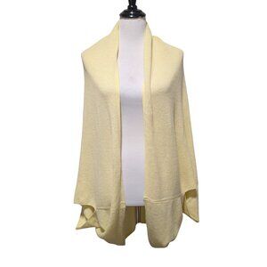 Minnie Rose Womens NWT Flaw OS Yellow 100% Cashmere Cocoon Wrap Cardigan Sweater